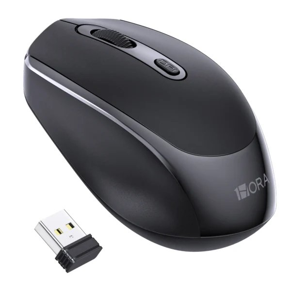 1HORA RAT001 2.4G Wireless Mouse — Black, Silent Ergonomic