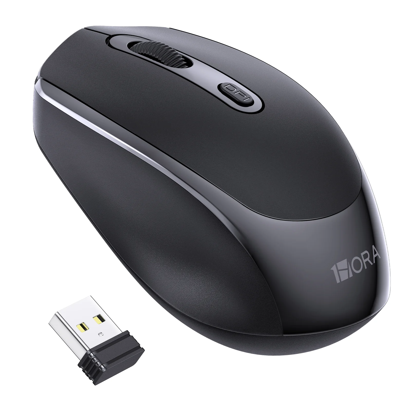 1HORA RAT001 2.4G Wireless Mouse — Black, Silent Ergonomic