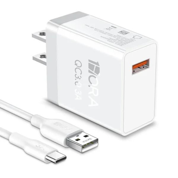 1HORA GAR092 18W Fast Charger with USB to Type-C Cable