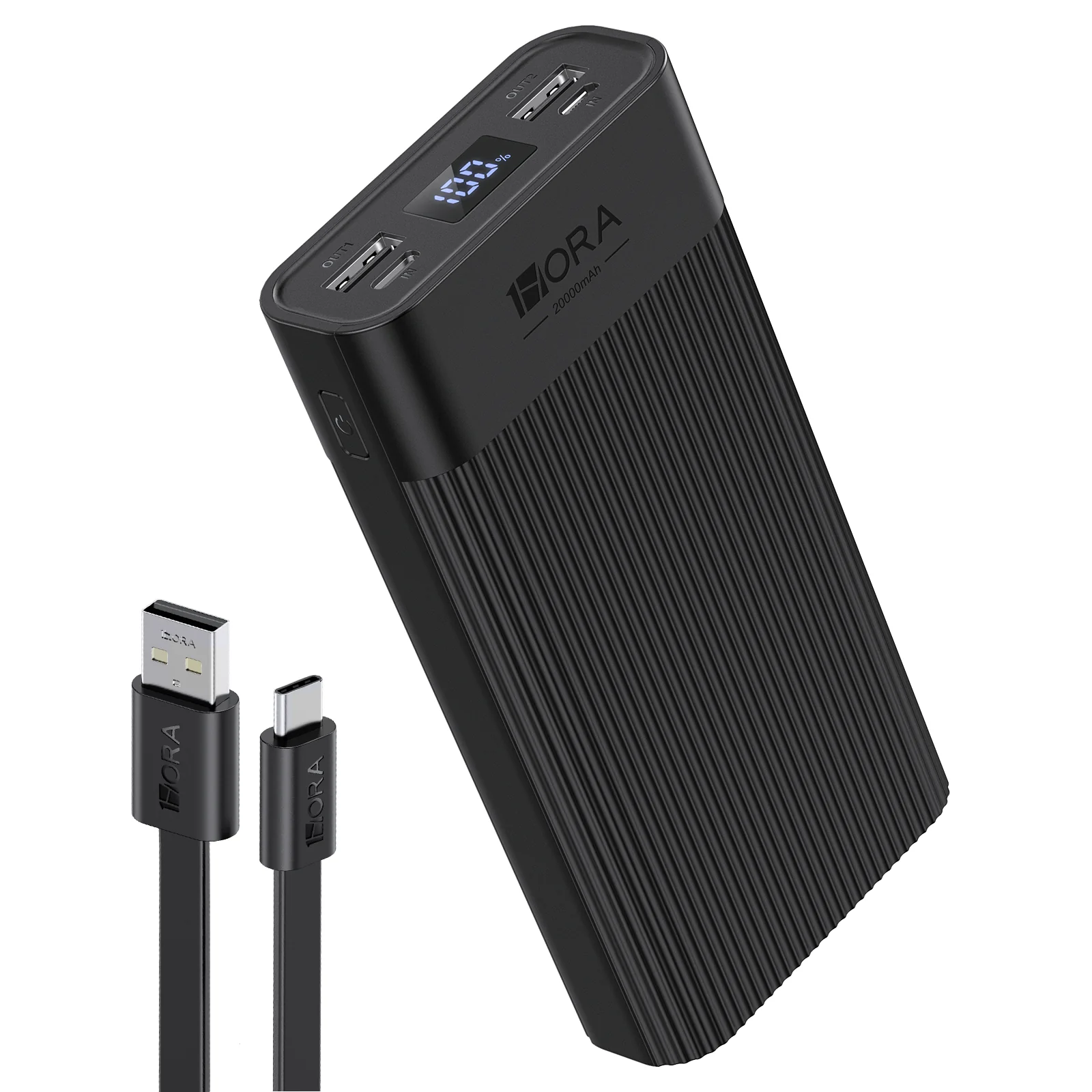1Hora GAR117 20000mAh Power Bank with Digital Display — Black