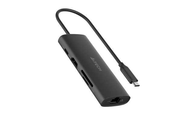 A4Tech DST-80C 8-in-1 USB-C Docking Station — Ash Grey