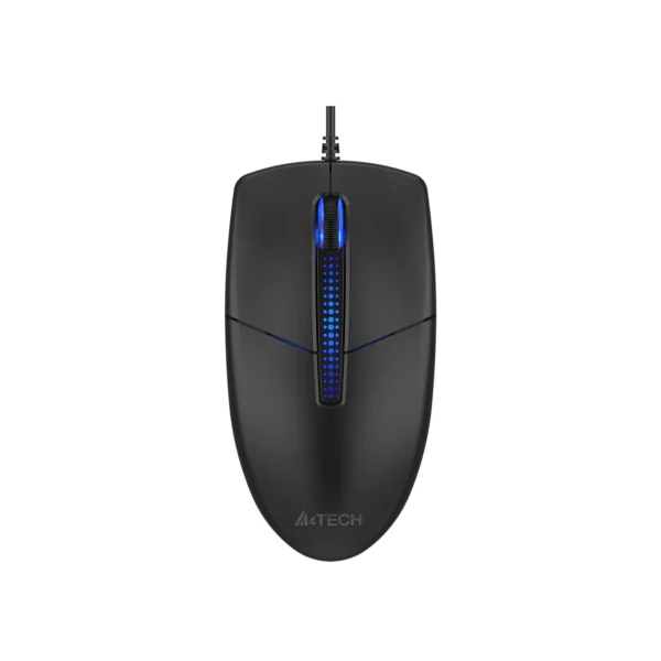 A4Tech N-530S Wired Mouse — Blue Backlit, Silent Clicks
