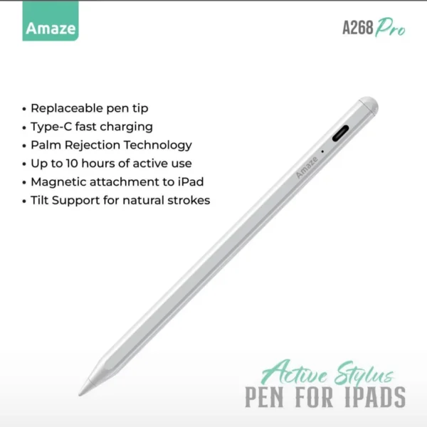 Amaze A268 Pro Active Stylus for iPad — Type-C, Magnetic Attach