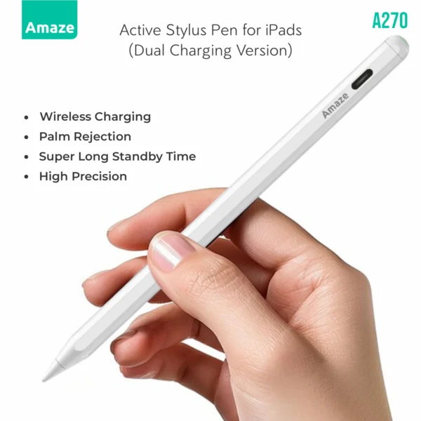 Amaze A270 Active Stylus Pen for iPad – Wireless Charging & Bluetooth