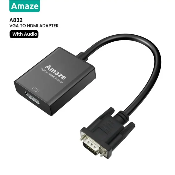 Amaze A832 VGA to HDMI Adapter with Audio — 2K 60 Hz
