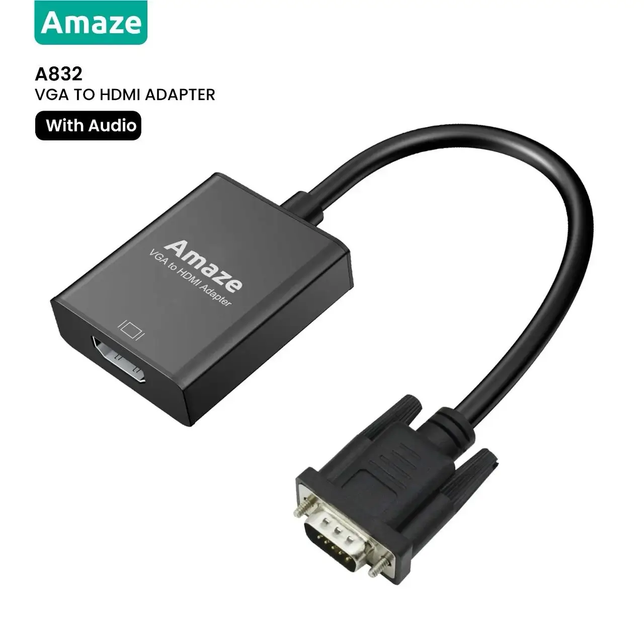 Amaze A832 VGA to HDMI Adapter with Audio — 2K 60 Hz