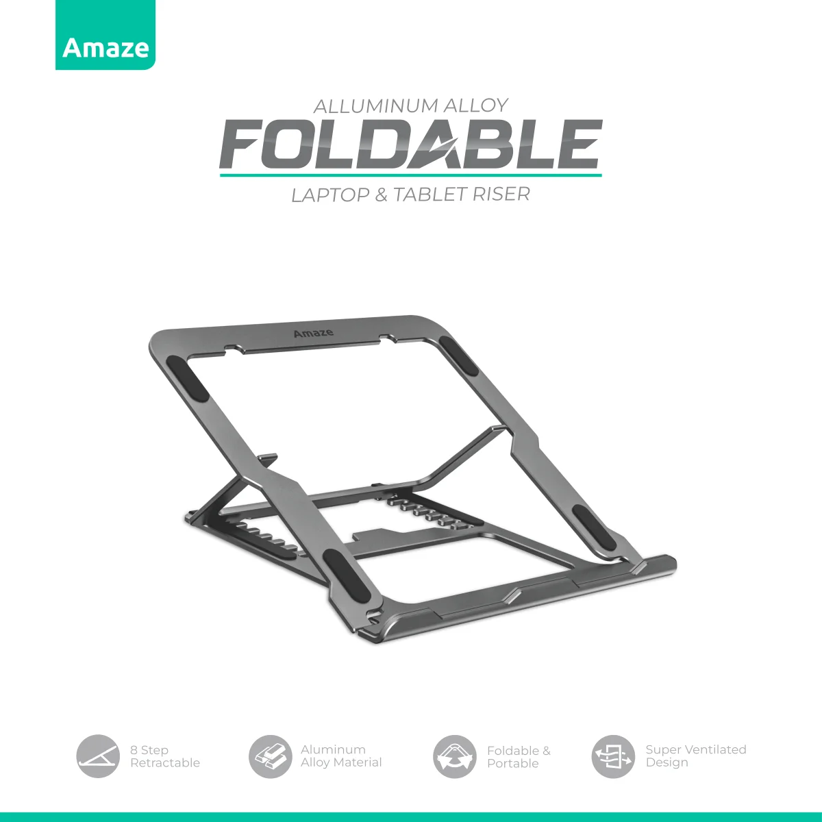 Amaze A535 Aluminum Alloy Foldable Laptop & Tablet Riser