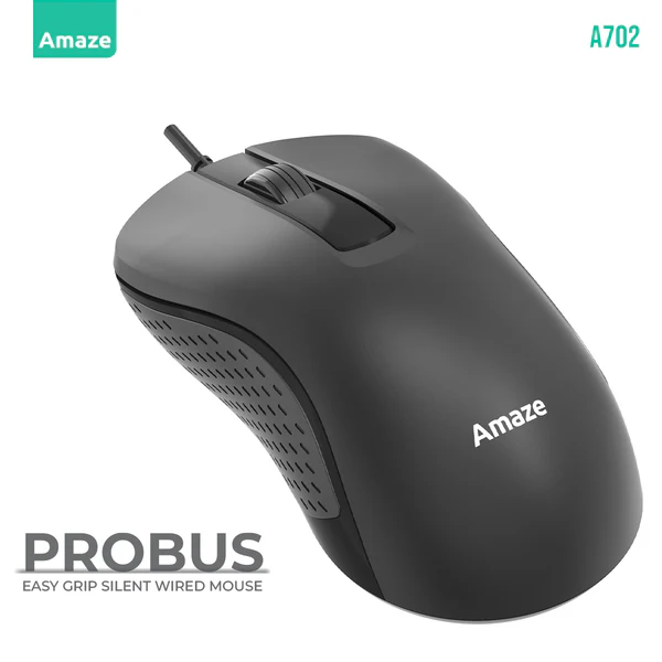 Amaze A702 Probus Silent Click Wired USB Mouse — 1.6 m Cable