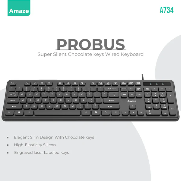 Amaze Probus Super Silent Chocolate Keys Wired Keyboard – A734