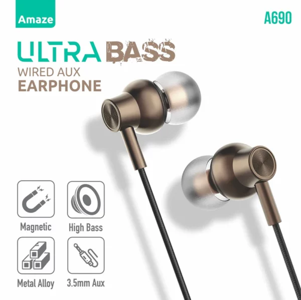 Amaze A690 Ultra Bass Wired 3.5mm Handsfree Earphones