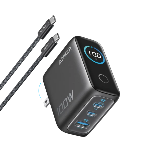 Anker 100W 3-Port Charger with Smart Display – B121B