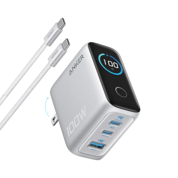 Anker 100W 3-Port Charger with Smart Display – B121B