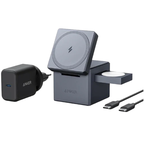 Anker 3-in-1 Cube with MagSafe — Foldable iPhone, Watch & AirPods Charger