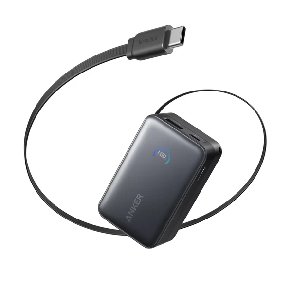 Anker Nano PowerBank 10000mAh 45W with Built-In Retractable USB-C Cable — A1638