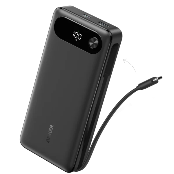 Anker Power Bank A1383 – 20,000mAh, 87W, Built-In USB-C Cable