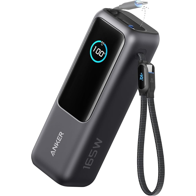 Anker Zolo Power Bank 25,000mAh 165W with Built-In Retractable Cables – A1695