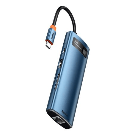 Baseus 8-in-1 USB-C Hub — 3× USB 3.0, HDMI 4K, 100W PD