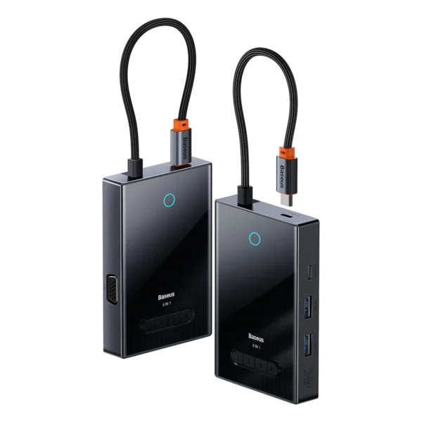 Baseus PioneerJoy 8-Port Four-Screen Type-C Hub Adapter – Gray