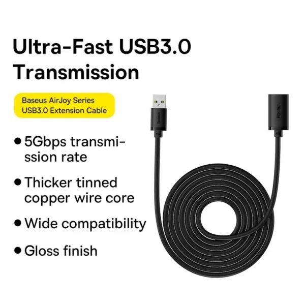 Baseus AirJoy Series USB 3.0 Extension Cable – 5 Gbps USB-A