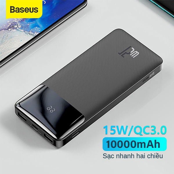 Baseus Bipow 10000mAh Power Bank — 15W Fast Charge & Digital Display