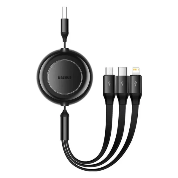 Baseus Bright Mirror 2 Series Retractable 3-in-1 Cable — USB to Lightning, USB-C & Micro USB, 3.5A, 1.1m