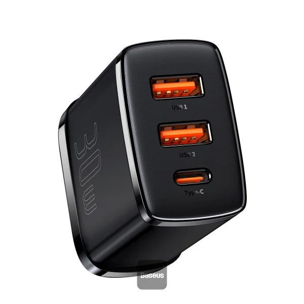 Baseus Compact Quick 2U+C 30W Wall Charger — CN Black