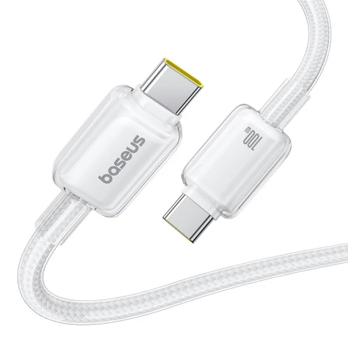 Baseus Crystal USB-C to USB-C 100W Fast Charge Cable — 1 m Moon White