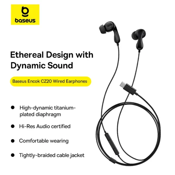 Baseus Encok CZ20 Type-C Wired Earphones — In-Line Controls