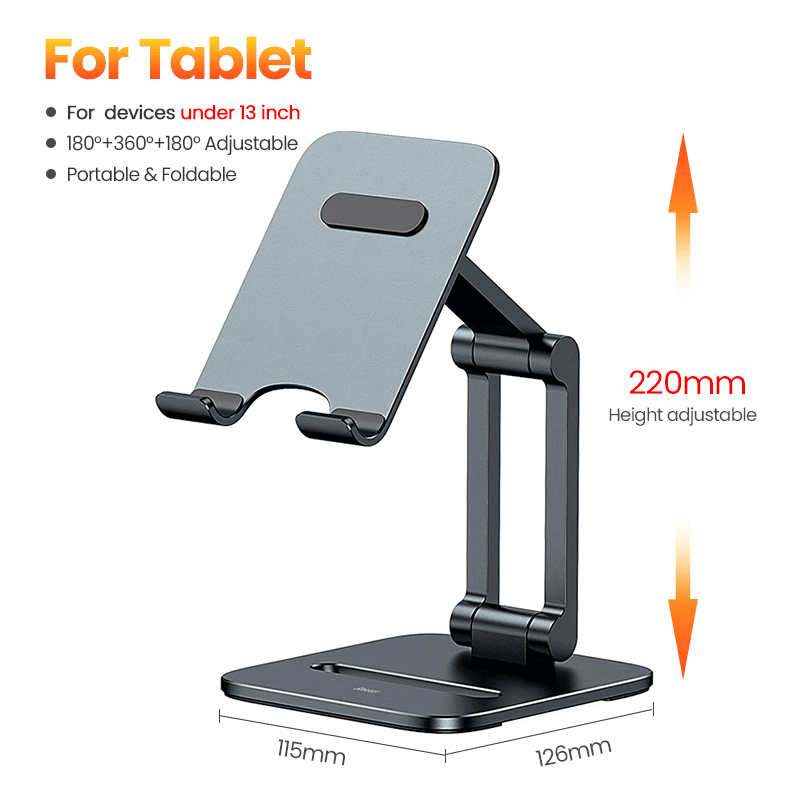 Baseus Desktop Biaxial Foldable Metal Phone & Tablet Stand – Grey - Image 3