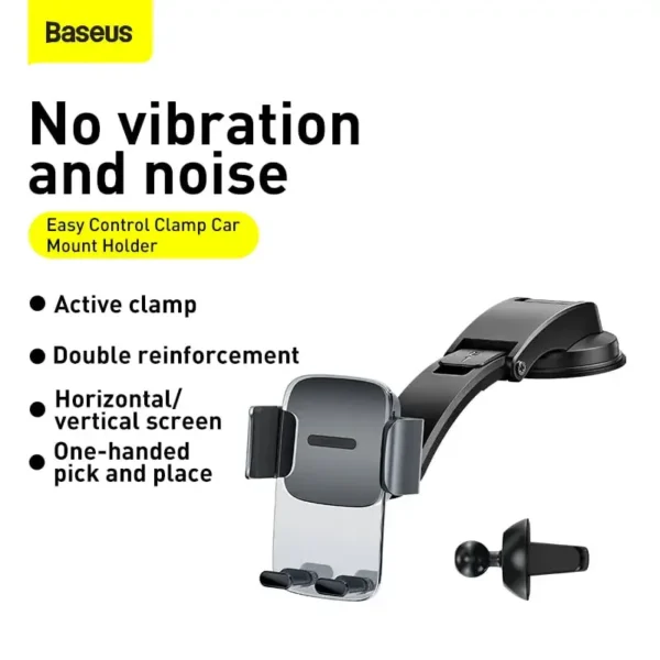 Baseus Easy Control Clamp Car Mount Holder A Set – Black, 900° Adjustable