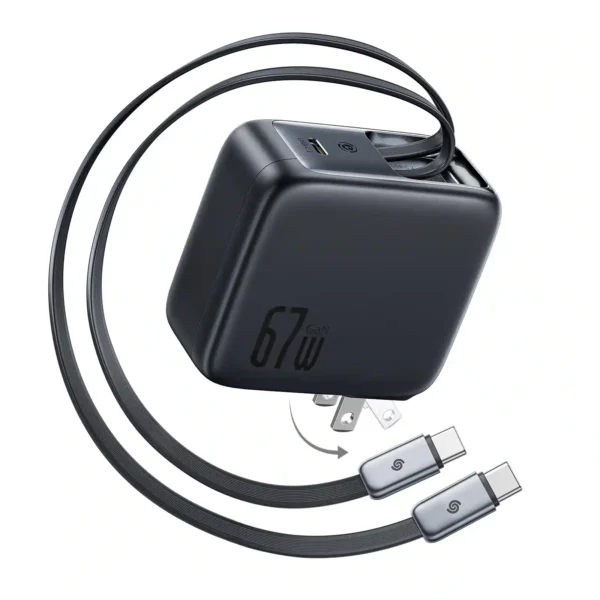 Baseus EnerCore CJ21 67W 3C Fast Charger with Dual Retractable Cables (US)