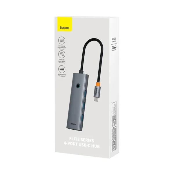 Baseus Flite Series 4-Port Type-C Hub — USB 3.0 ×3 & Gigabit RJ45