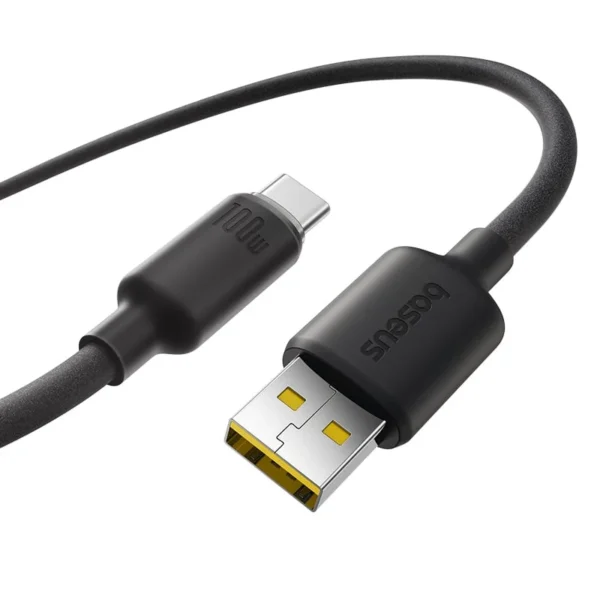 Baseus Foamed Silicone Fast Charging Data Cable — USB-A to USB-C, 100W, Black