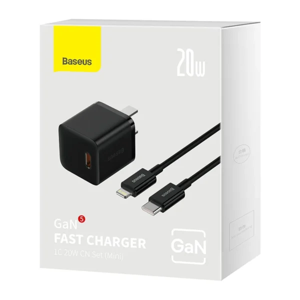 Baseus GaN5 20W Type-C Charger with 1m Type-C to Lightning PD Cable