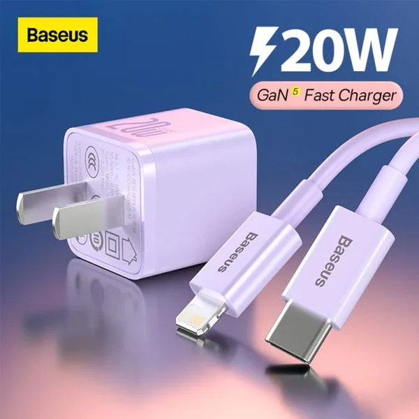 Baseus GaN5 20W Type-C Charger with 1m Type-C to Lightning PD Cable