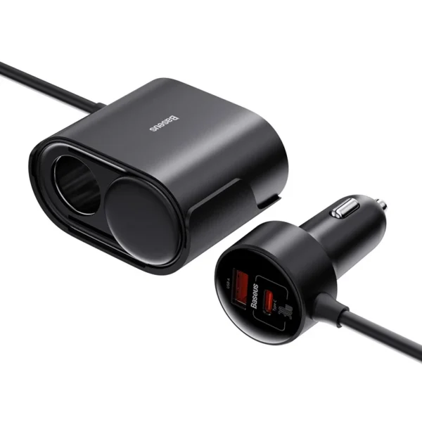 Baseus High Efficiency Pro Car Charger — 30W Dual-Port, 4-Device, 1.5m Cable