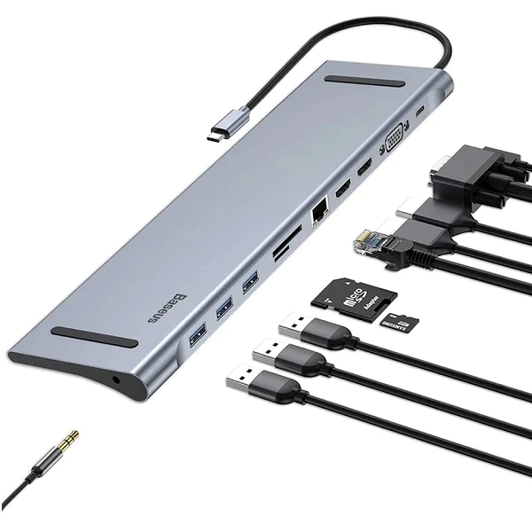 Baseus 11-in-1 Type-C Hub CATSX-G0G – 4K, VGA, RJ45, 60W PD