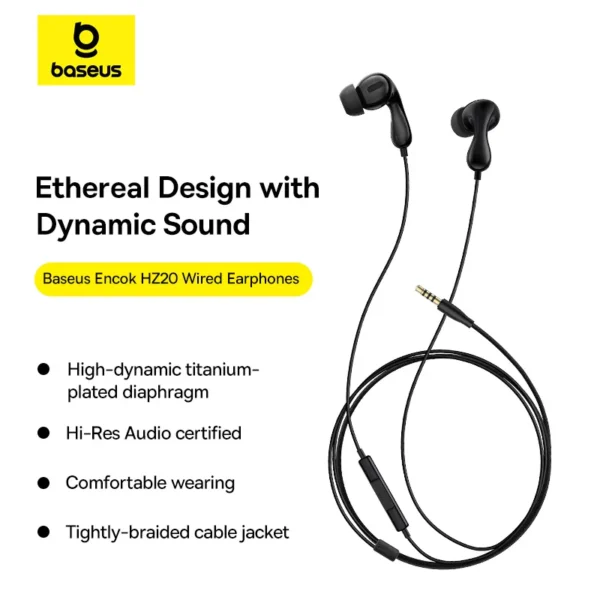 Baseus Encok HZ20 3.5 mm Wired Earphones — In-Line Controls