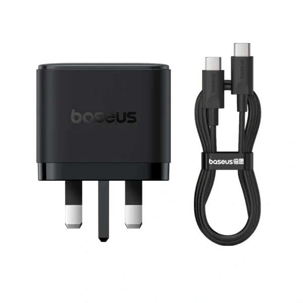 Baseus Palm Fast Charger 2C+U 65W UK — GaN5, 3-Port with Type-C Cable