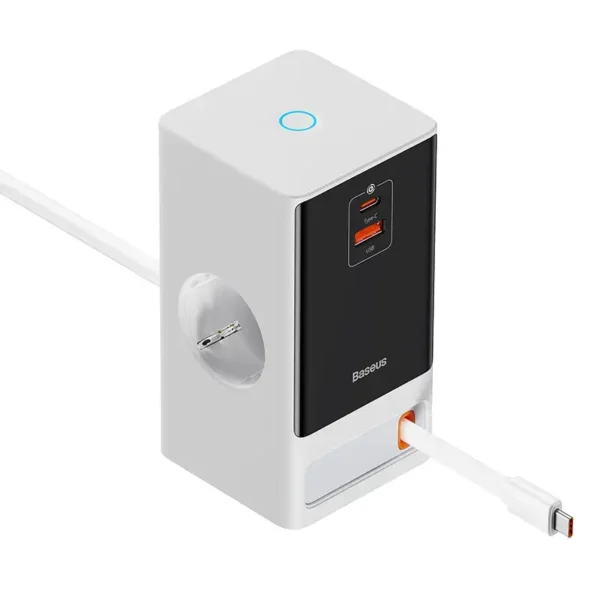 Baseus PowerCombo Digital PowerStrip 65W Smart (2AC+1U+1C+Retractable-C) EU — 1.5m Cord