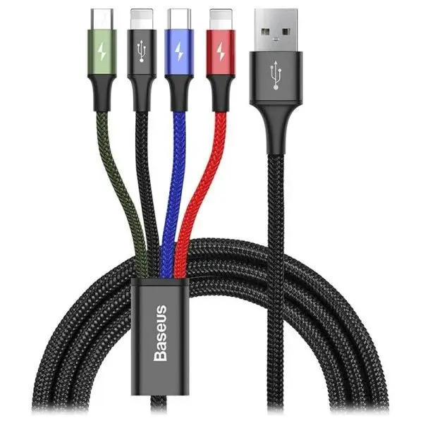 Baseus Rapid Series 4-in-1 Multi Cable — Dual Lightning, Type-C, Micro USB (3.4A)
