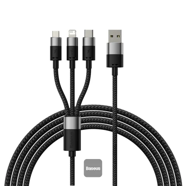 Baseus StarSpeed 3-in-1 Fast Charging Cable USB-A to Micro + Lightning + Type-C 100W – 1.5 m