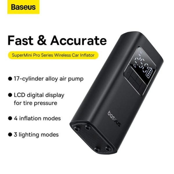 Baseus SuperMini Pro Series Wireless Car Inflator – Cluster Black