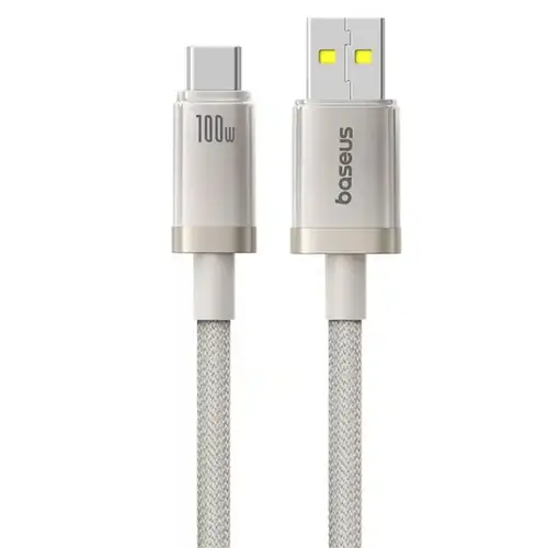 Baseus Titanium Alloy USB-A to USB-C Fast Charging Cable 100W 1m – Galaxy Titanium Gold