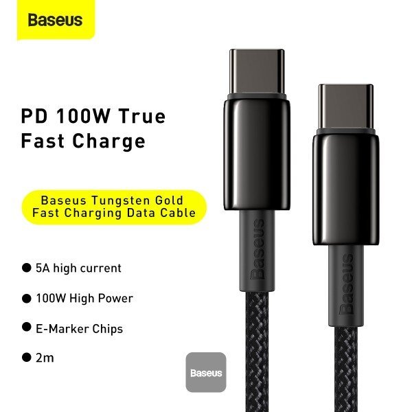 Baseus Tungsten Gold Type-C to Type-C PD 100W 5A Data Cable