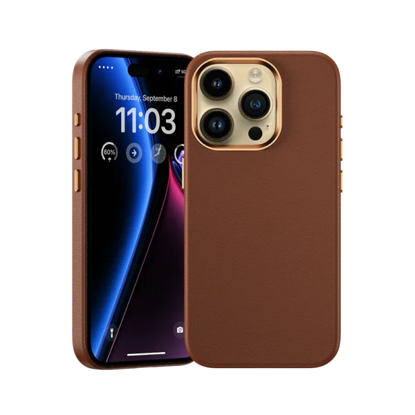 Benks iPhone 15 Pro Max Vintage Vegan Leather Case — MagSafe & Lens Protection