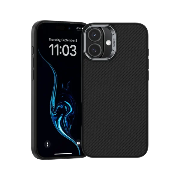 Benks Magnetic ArmorPro Kevlar Case for iPhone 16 Plus (600D, Black, Metal Frame)