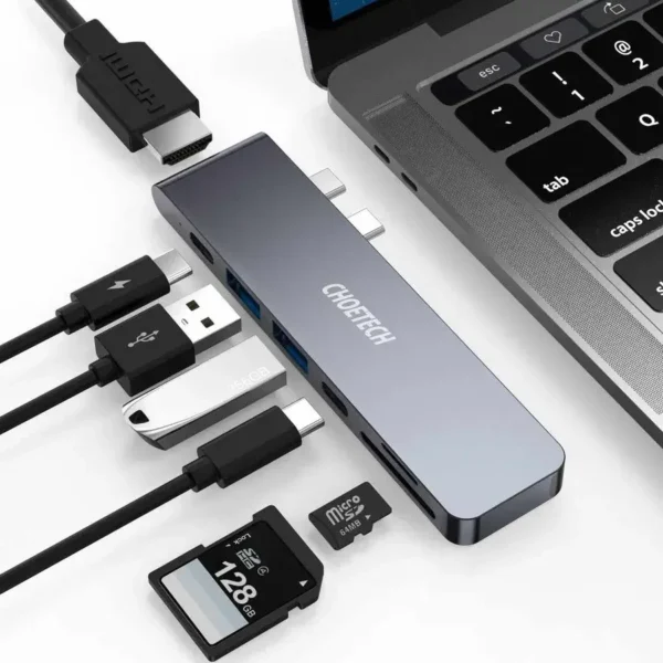 Choetech HUB-M14 7-in-2 USB-C Multiport Adapter — 4K HDMI & Thunderbolt 3