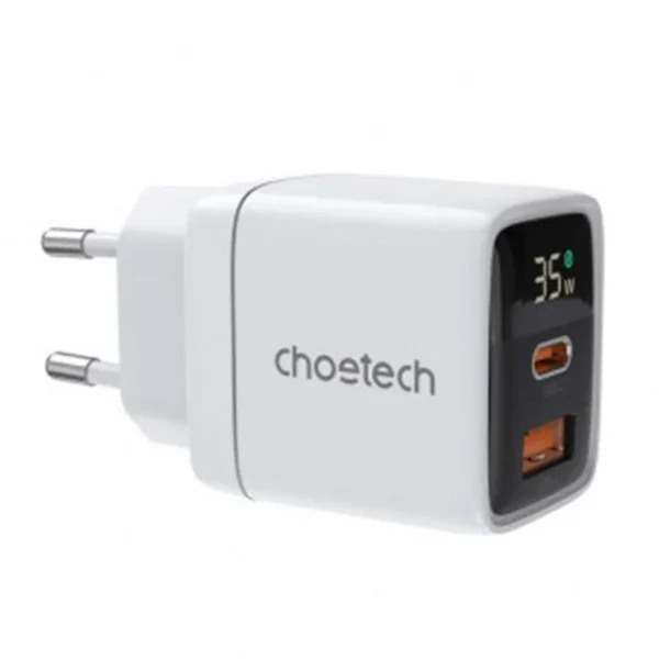 Choetech PD6052 PD35W GaN Charger — USB-C & USB-A with Display