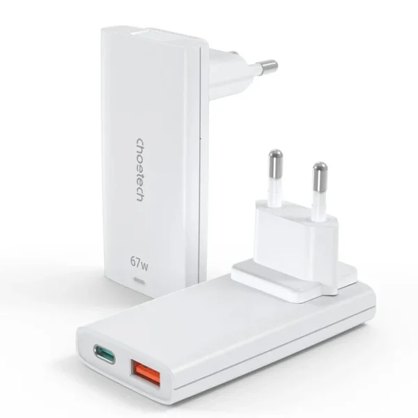Choetech PD6011 67W Dual-Port GaN Adapter (EU Plug, White)